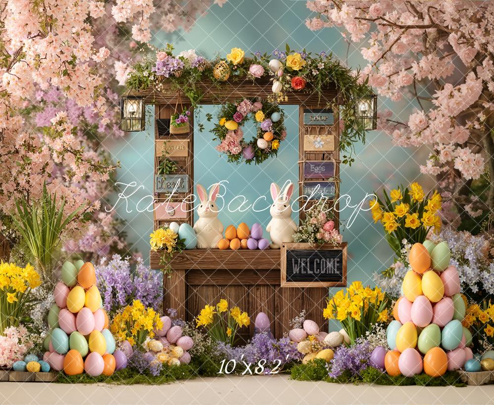 Kate Easter Bunny Egg Stand Fleece Backdrop Designed by Chain