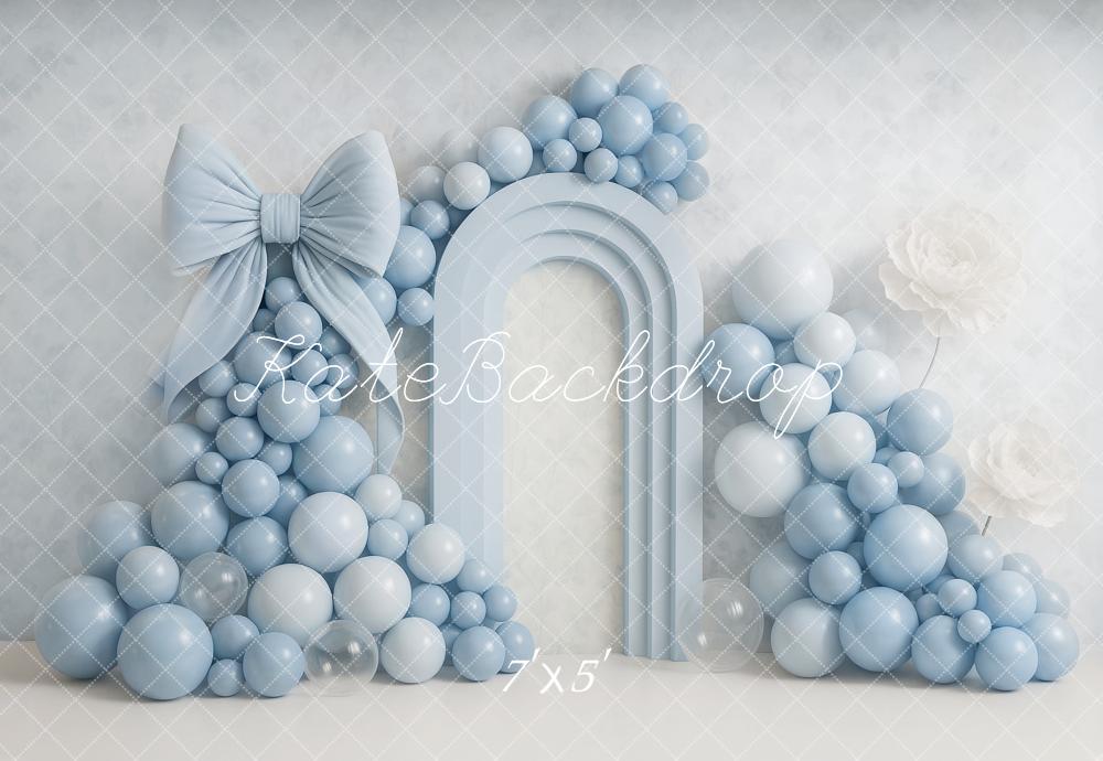 Kate Blue Balloon Arch Bow Backdrop Designed by Ashley Paul - Kate Backdrop AU