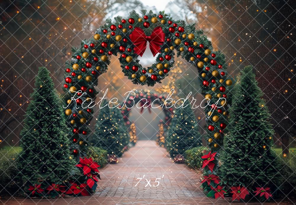 Kate Christmas Garland Arch Pine Trees Backdrop Designed by Mini MakeBelieve - Kate Backdrop AU