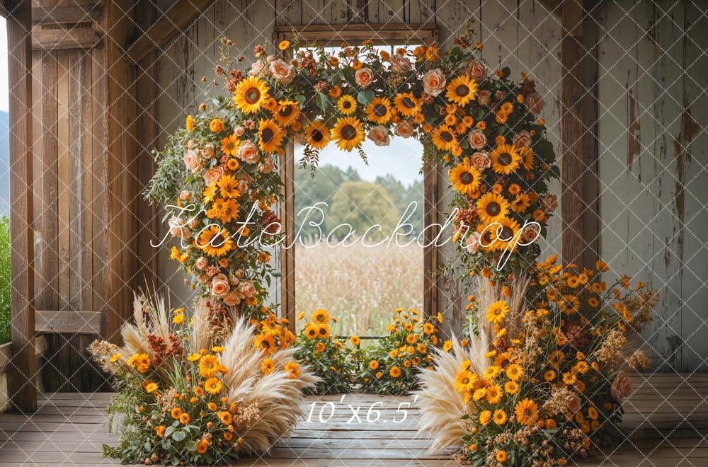 Kate Arch Sunflowers Pampas Grass Backdrop Designed by Mini MakeBelieve