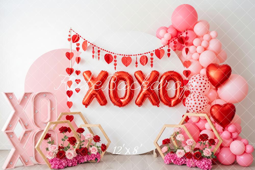 Kate Valentine XOXO Balloons Hearts Backdrop Designed by Patty Roberts