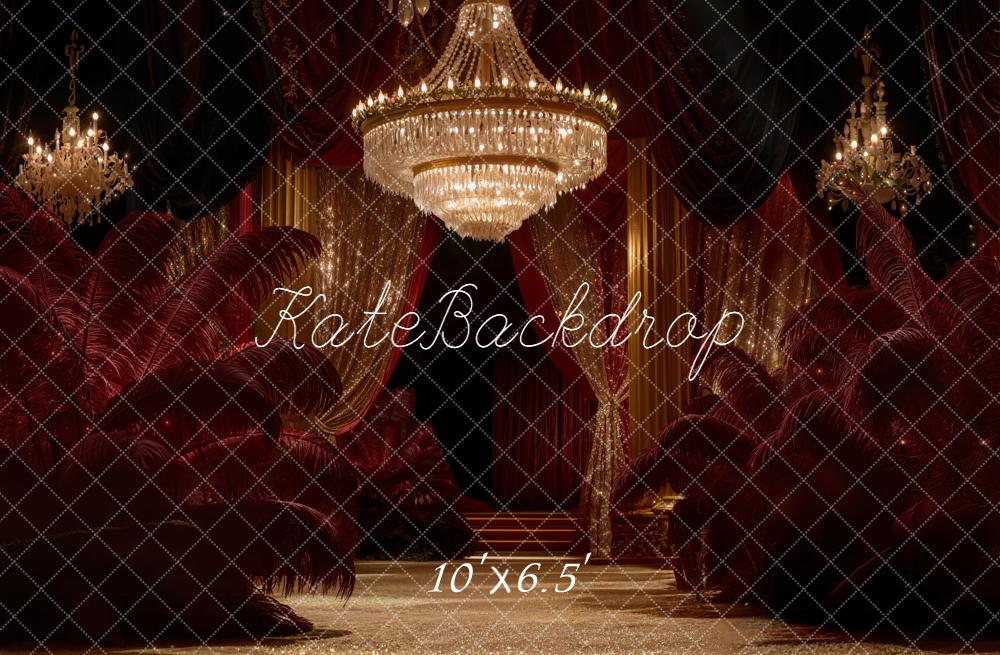 Kate Red Feathers Chandelier Backdrop Designed by Emetselch