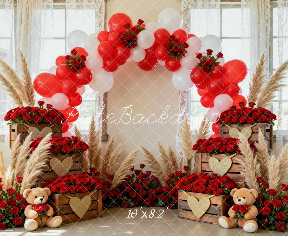 Kate Balloons Roses Valentine Backdrop Designed by Mini MakeBelieve