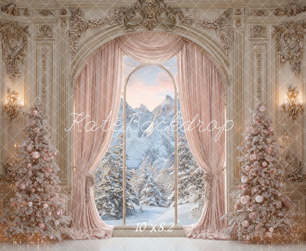 Kate Christmas Arch Snowy Mountains Backdrop Designed by Ashley Paul