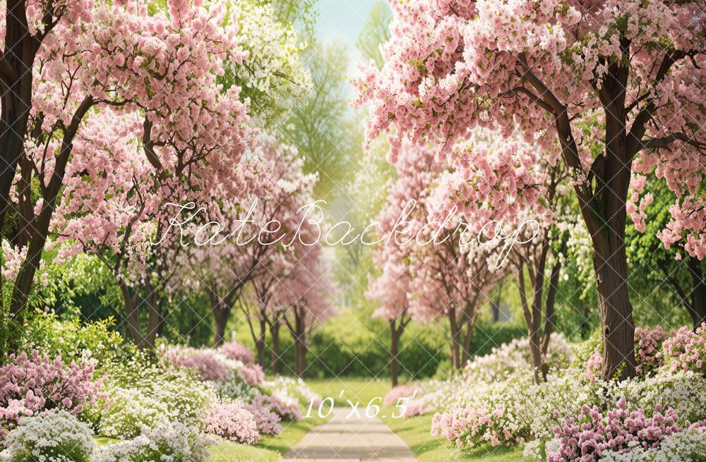 Kate Spring Pink Blossom Trees Fleece Backdrop Designed by Emetselch - Kate Backdrop AU