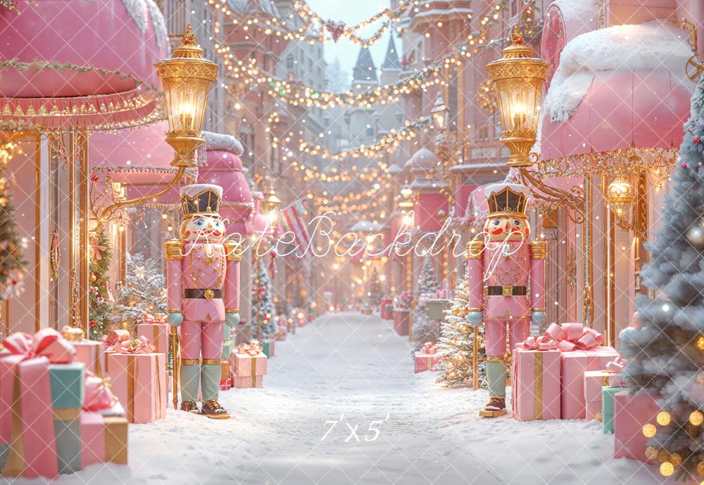 Kate Christmas Nutcracker Pink Street Backdrop Designed by Emetselch - Kate Backdrop AU