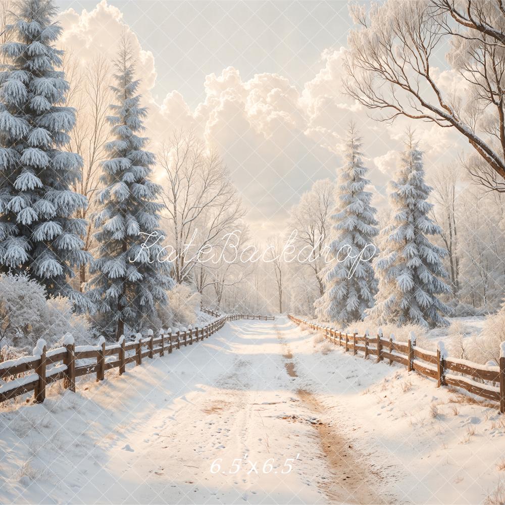 Kate Winter Snow Pine Trees Backdrop Designed by Emetselch - Kate Backdrop AU