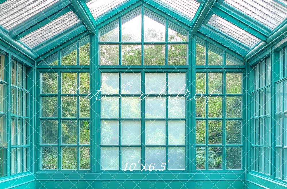 Kate Teal Glass Conservatory Windows Backdrop Designed by Mini MakeBelieve - Kate Backdrop AU