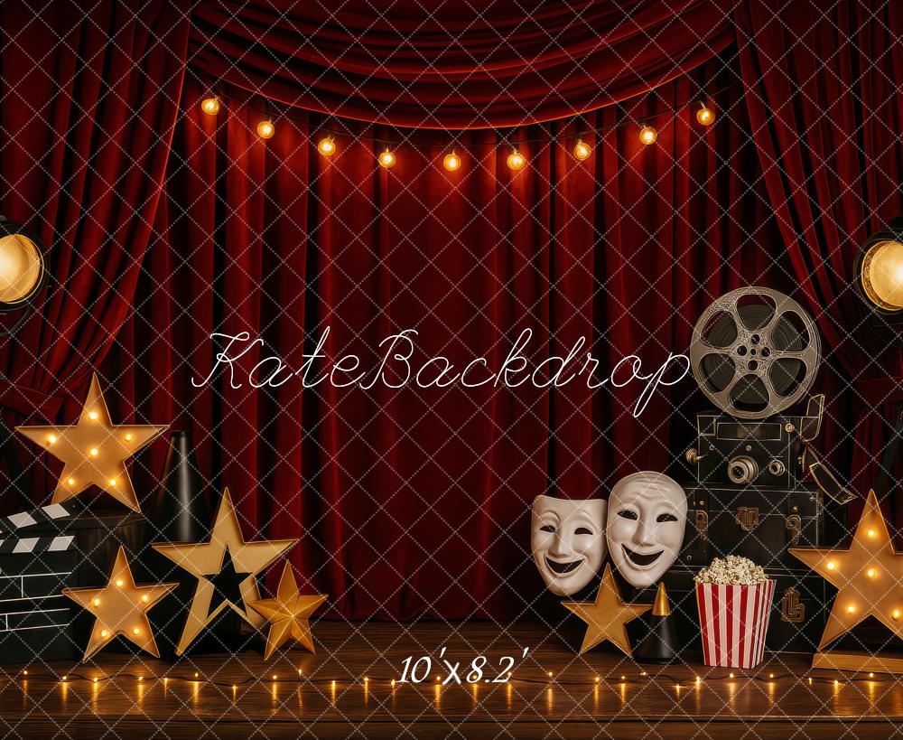 Kate Red Curtains Spotlights Movie Elements Backdrop Designed by Patty Roberts