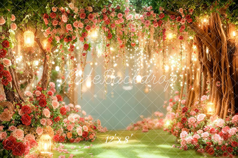 Kate Spring Flower Fairy Lights Backdrop Designed by Emetselch