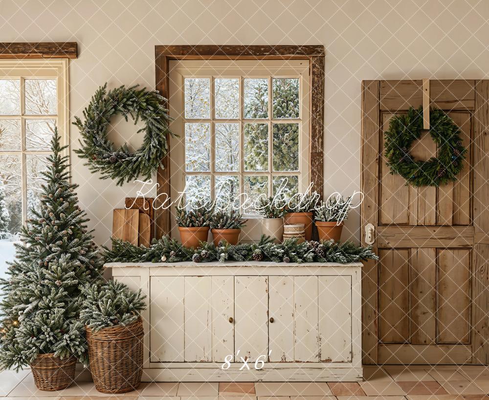 Kate Christmas Tree Retro Cabinet Fleece Backdrop Designed by Chain