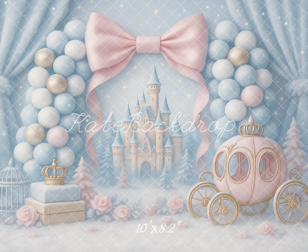 Kate Blue Balloons Castle Carriage Backdrop Designed by Ashley Paul
