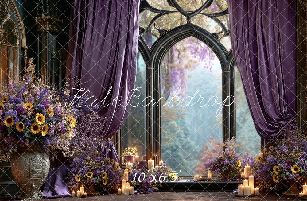 Kate Purple Curtains Window Fleece Backdrop Designed by Emetselch