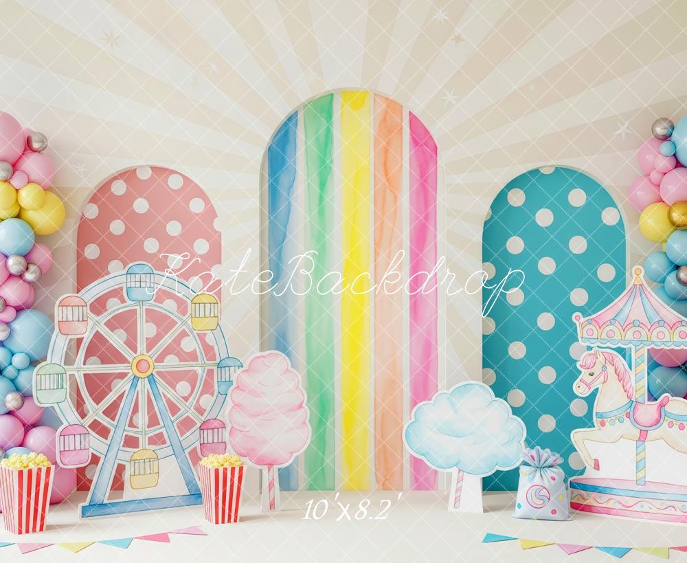 Kate Carnival Ferris Wheel Carousel Balloons Backdrop Designed by Patty Roberts