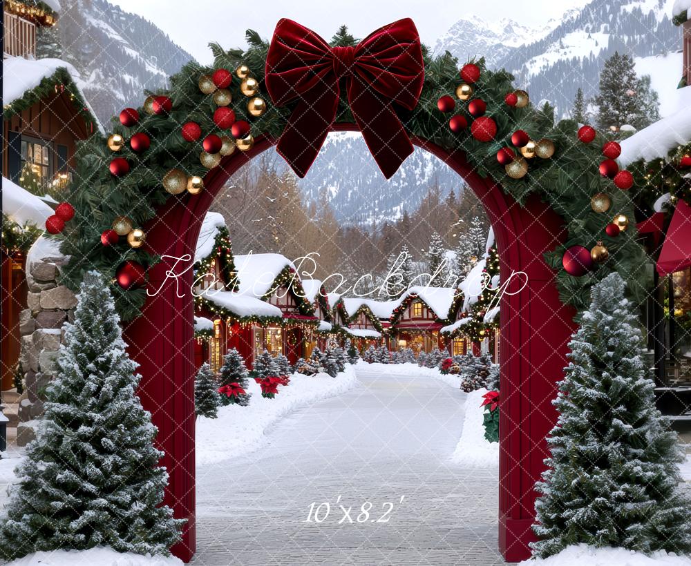 Kate Christmas Arch Snowy Village Backdrop Designed by Mini MakeBelieve - Kate Backdrop AU