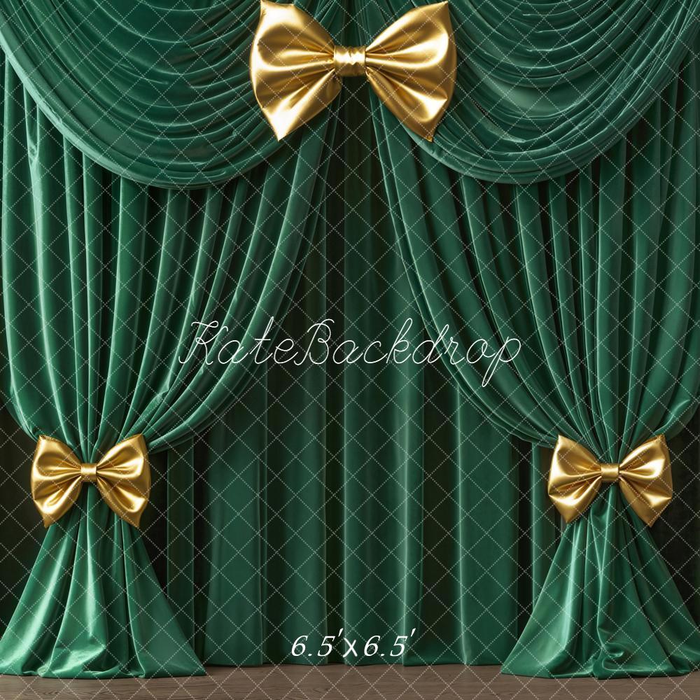 Kate Green Curtains Gold Bows Backdrop Designed by Emetselch