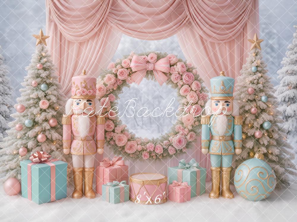 Kate Pink Christmas Nutcracker Fleece Backdrop Designed by Patty Roberts - Kate Backdrop AU