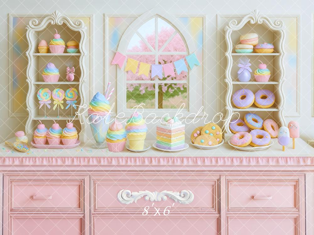 Kate Cake Smash Cupcakes Donuts Pink Cabinet Backdrop Designed by Mini MakeBelieve - Kate Backdrop AU