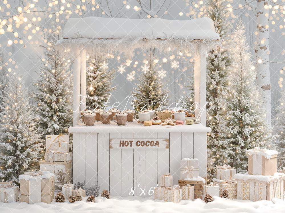 Kate Winter Hot Cocoa Stand Bokeh Backdrop Designed by Emetselch