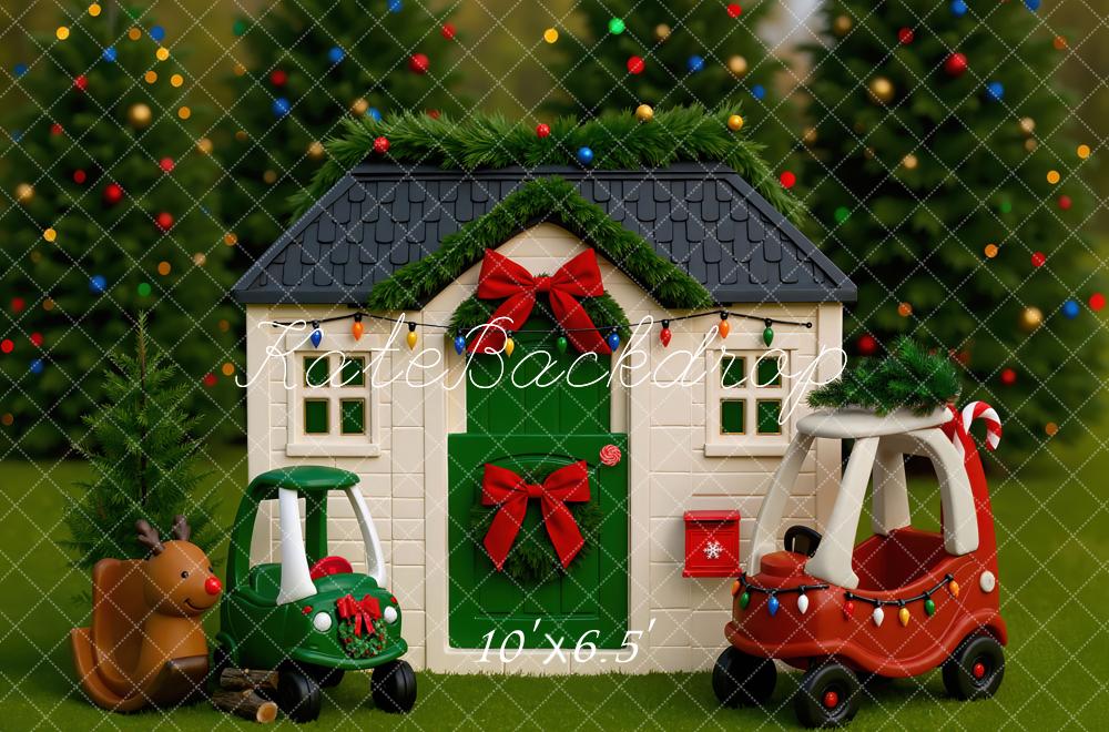 Kate Christmas Playhouse Toy Cars Reindeer Backdrop Designed by Mini MakeBelieve