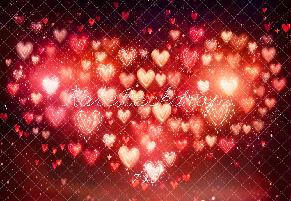 Kate Valentine's Day Red Hearts Bokeh Backdrop Designed by Emetselch