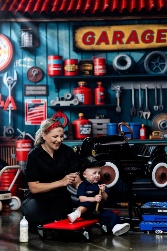 Kate Garage Tools Tyres Shelves Backdrop Designed by Emetselch