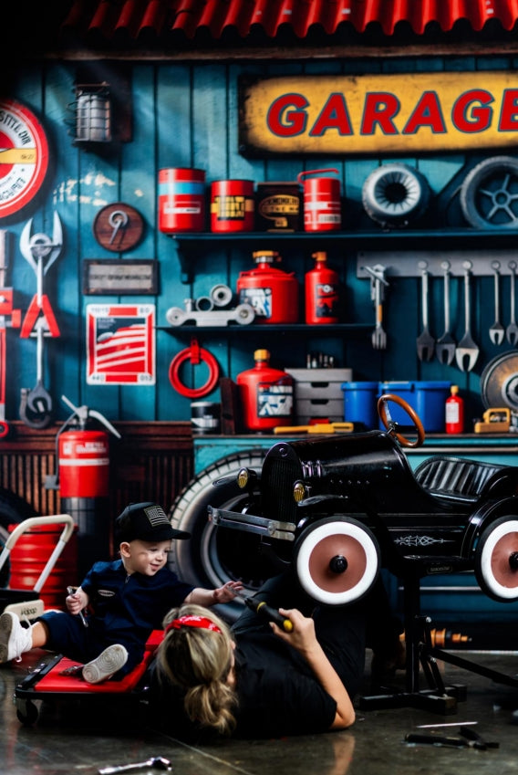 Kate Garage Tools Tyres Shelves Backdrop Designed by Emetselch