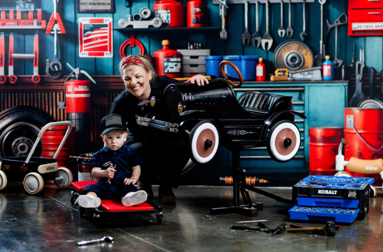 Kate Garage Tools Tyres Shelves Backdrop Designed by Emetselch