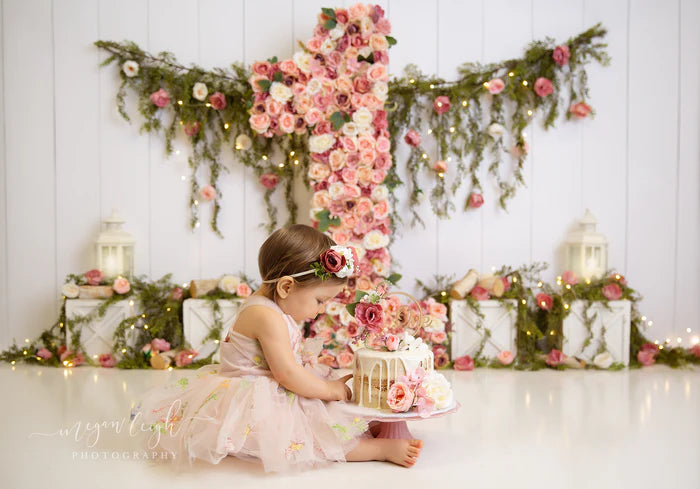Kate One Floral Garden Backdrop First Birthday Designed by Megan Leigh Photography - Kate Backdrop AU