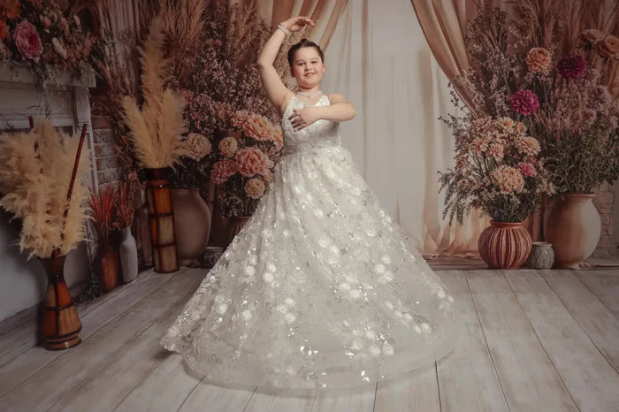 Kate Spring/Summer White Party Dress Kids Dress for Photography