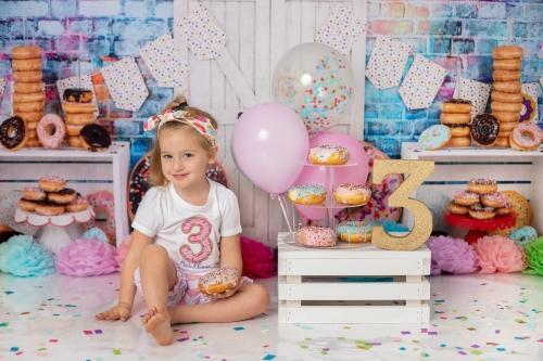 Kate Donut Banner White Door Children Backdrop