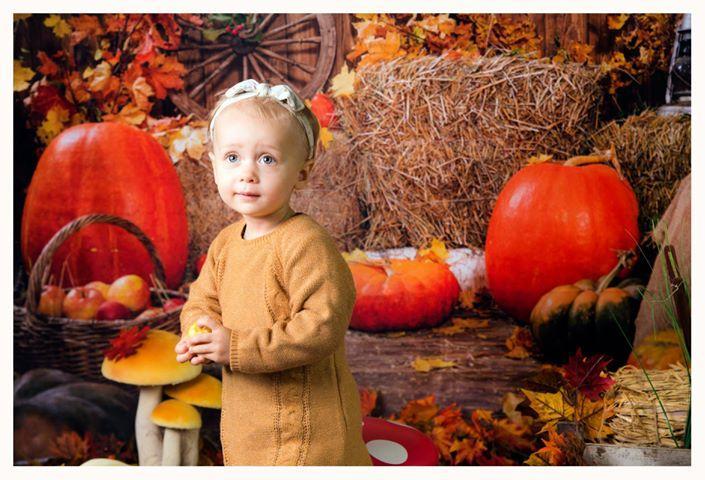 Kate Autumn Harvest Thanksgiving Pumpkins Backdrop for Photography