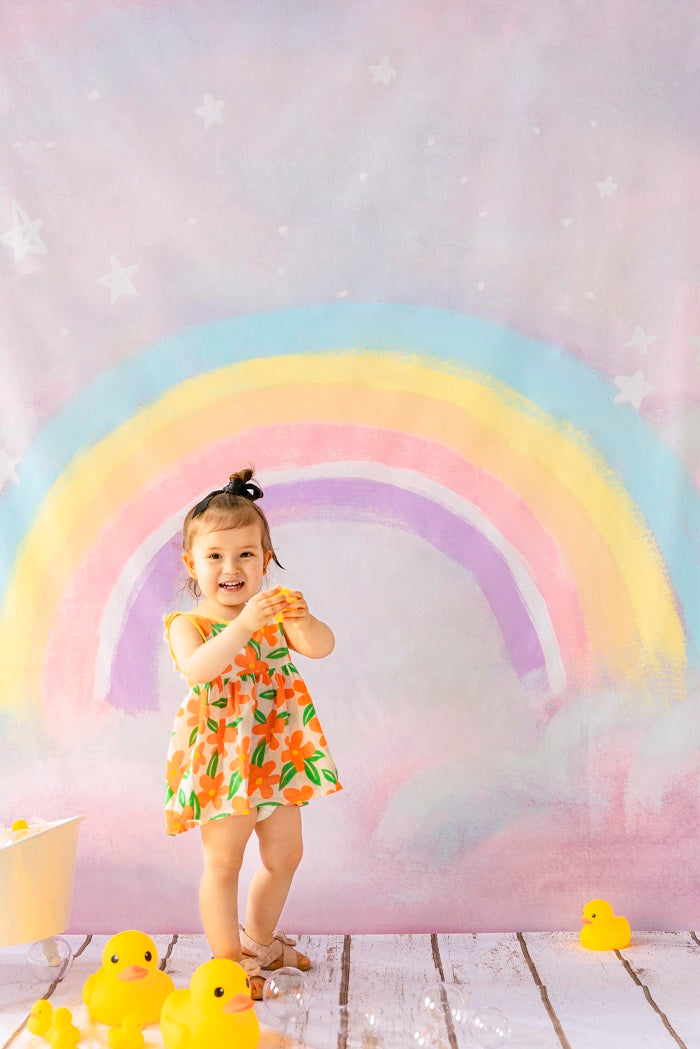 Kate Sweep Cake Smash Rainbow Wood Floor Backdrop Designed by Chain Photography - Kate Backdrop AU