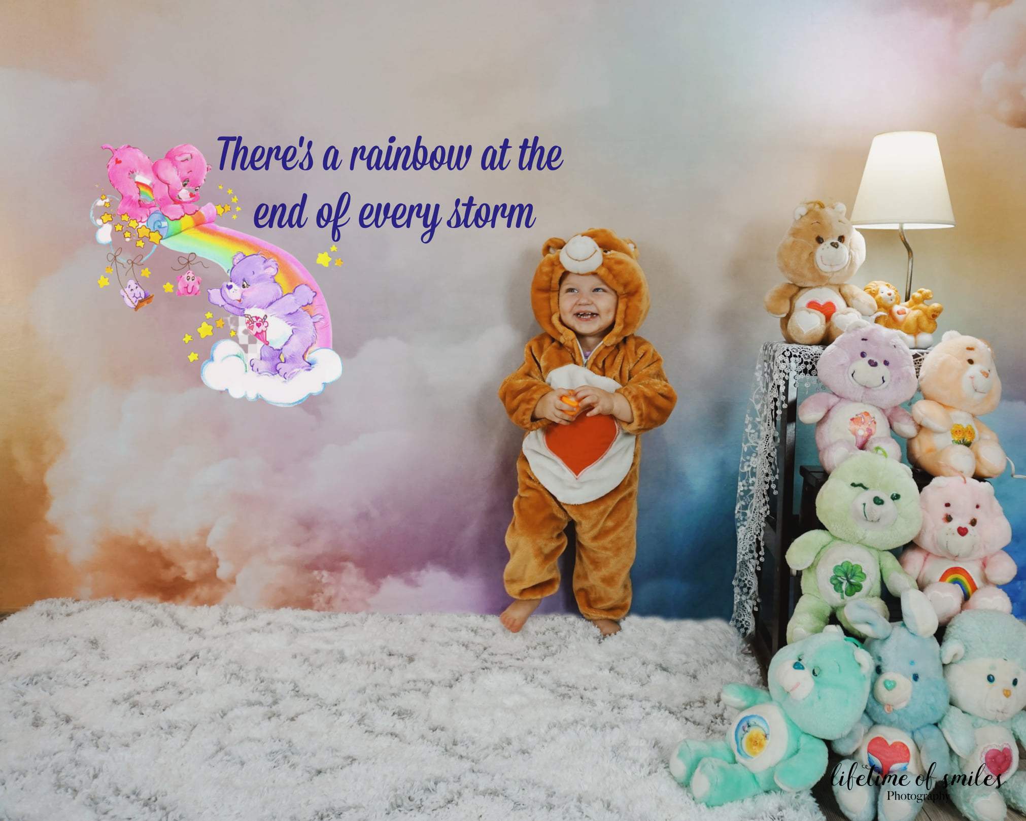 Kate Cake Smash Backdrop Rainbow Clounds Designed by Chain Photography - Kate Backdrop AU