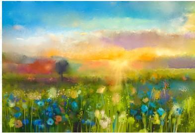 Kate Hand Painting Colourful Flowers Cloud Photography Backdrop - Kate Backdrop AU