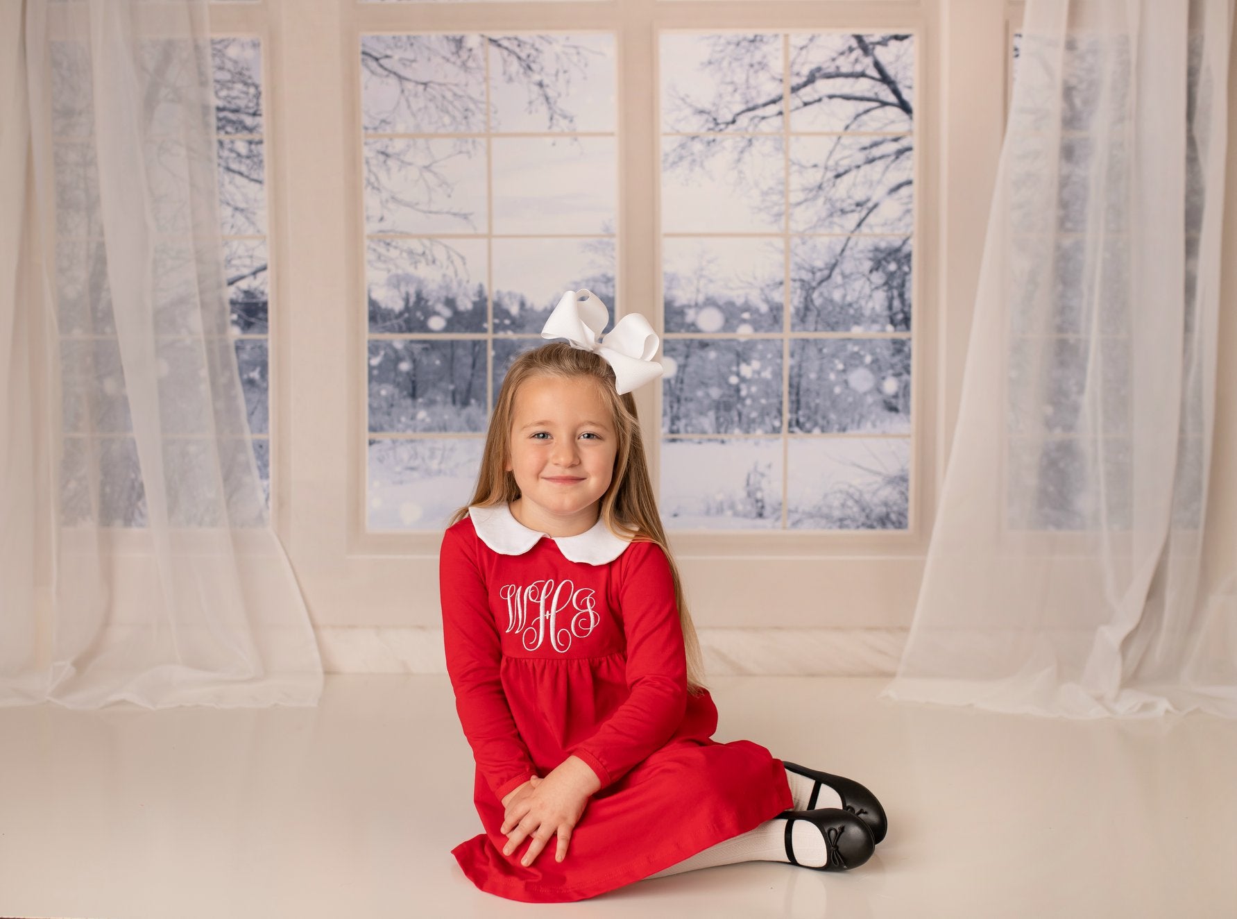 Kate Window Backdrop Winter Snow Garden Designed by Emetselch