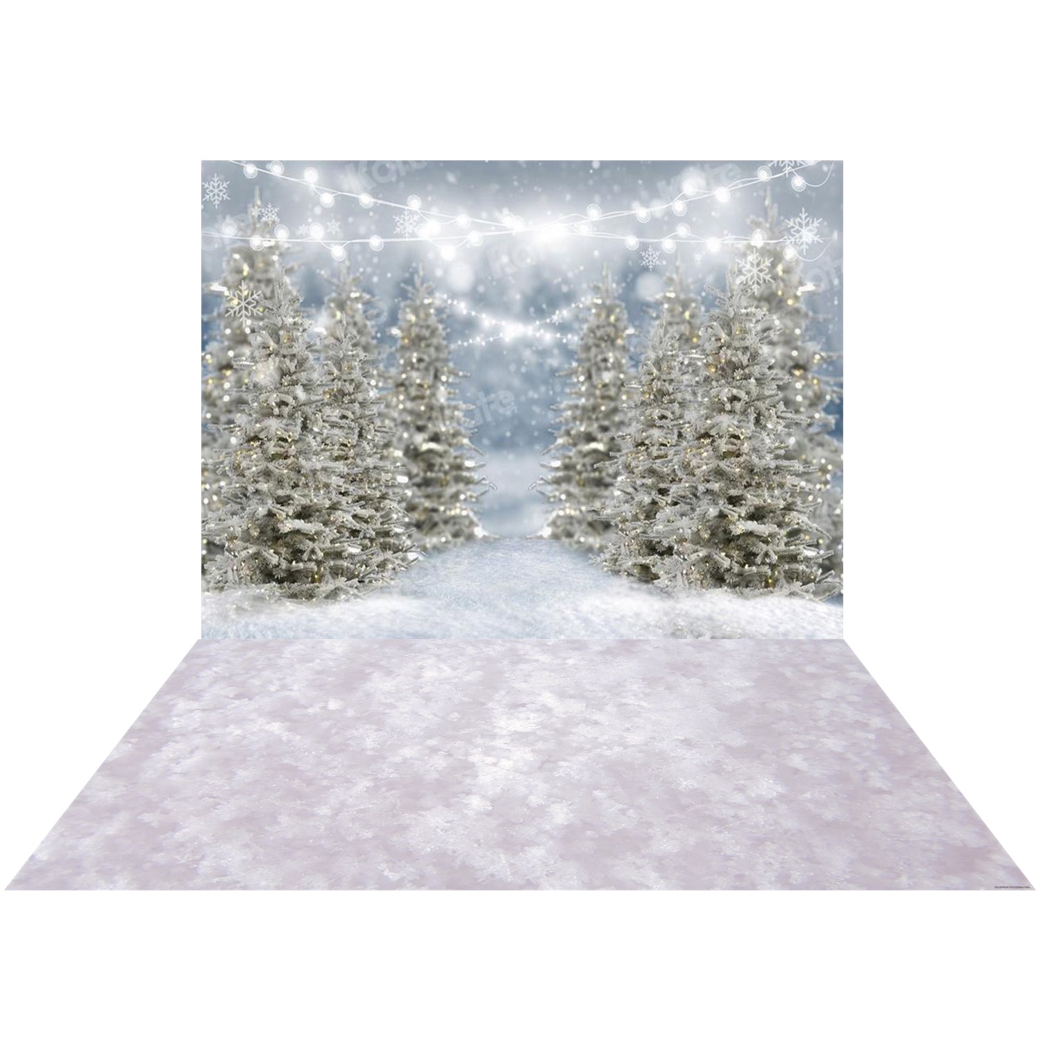 Kate Christmas Tree Forest Bokeh Backdrop+Kate Snowy Rubber Floor Mat