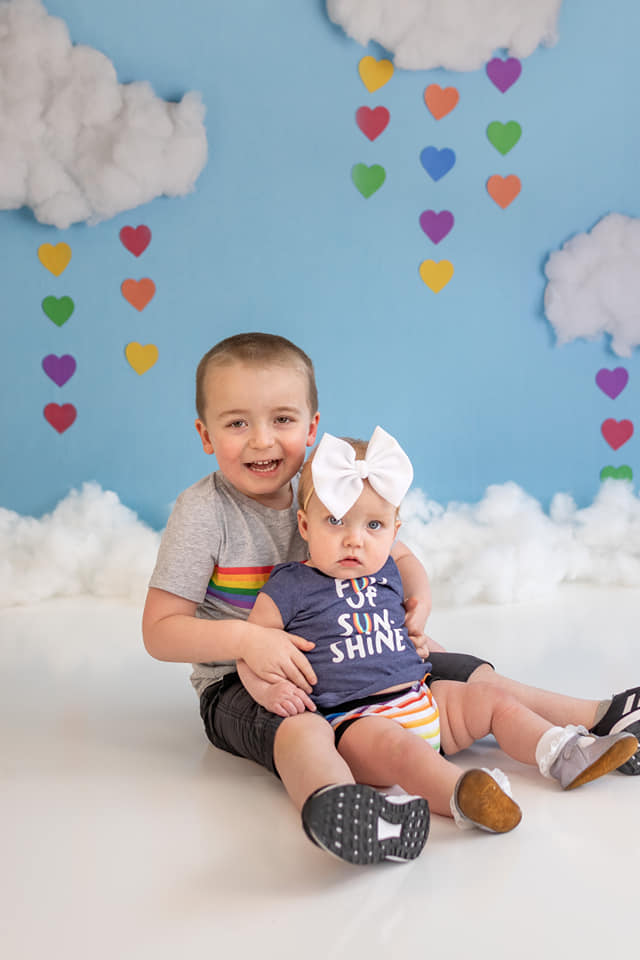Kate Cake Smash Backdrop Rainbow Clouds Designed by Mandy Ringe Photography - Kate Backdrop AU