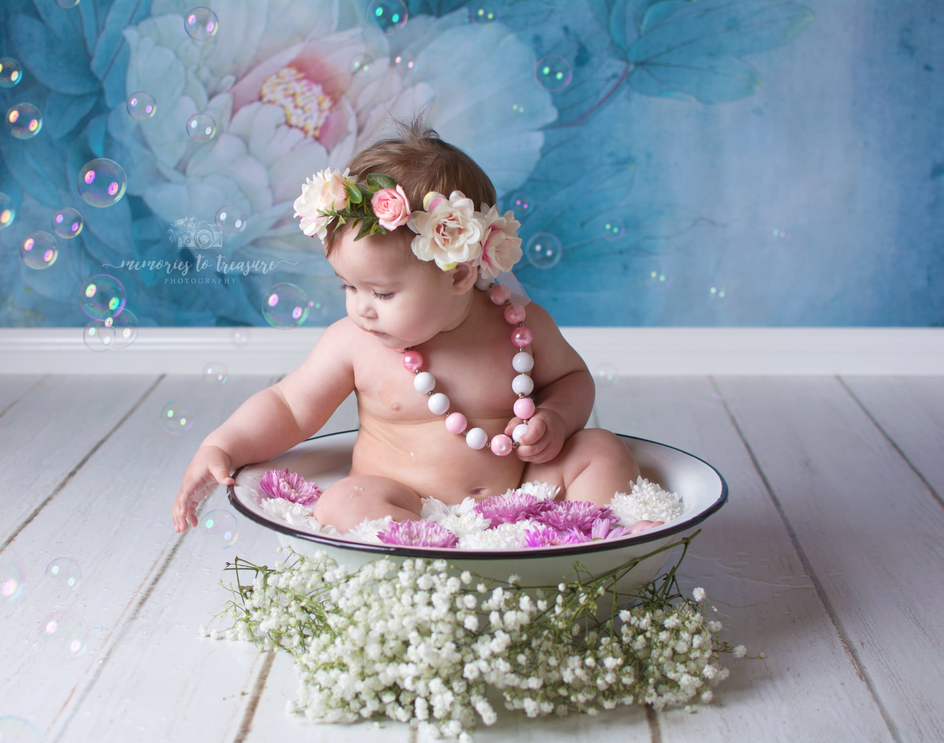 Kate Blue Flower Backdrop Photography For Children - Kate Backdrop AU