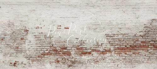 Kate Damaged Brick White Wall  Backdrop for Photography Designed by Pine Park Collection