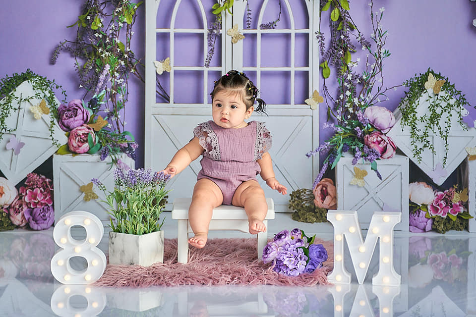 Kate Spring Purple Floral Backdrop Designed by Megan Leigh Photography