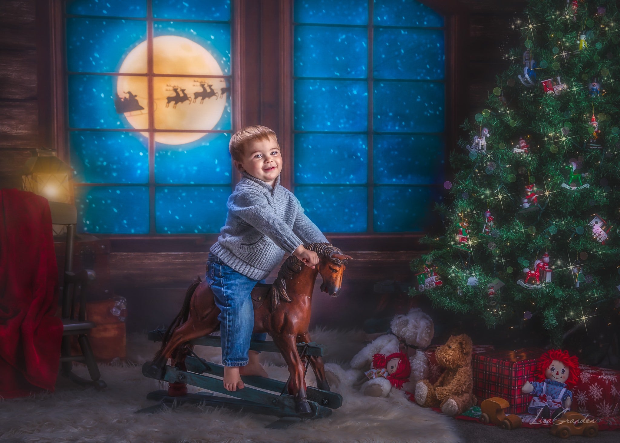 Kate Christmas Tree Santa Backdrop for Photography Designed by Lisa Granden - Kate Backdrop AU