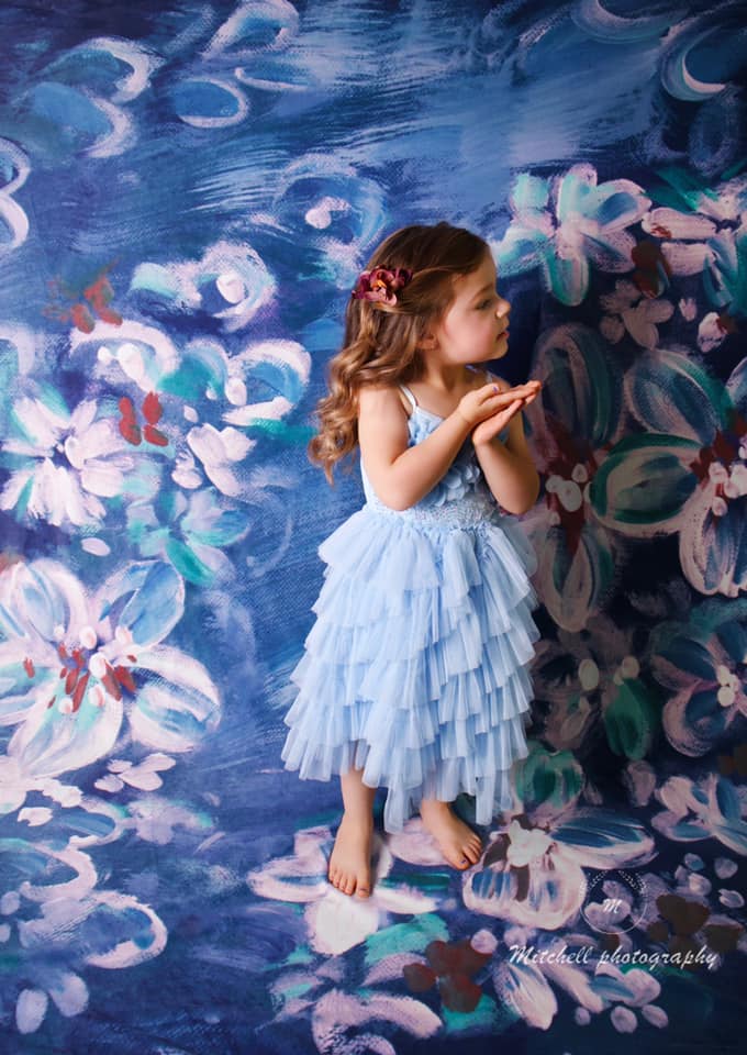 Kate Fine Art Blue Flowers in Clusters Backdrop for Photography - Kate Backdrop AU