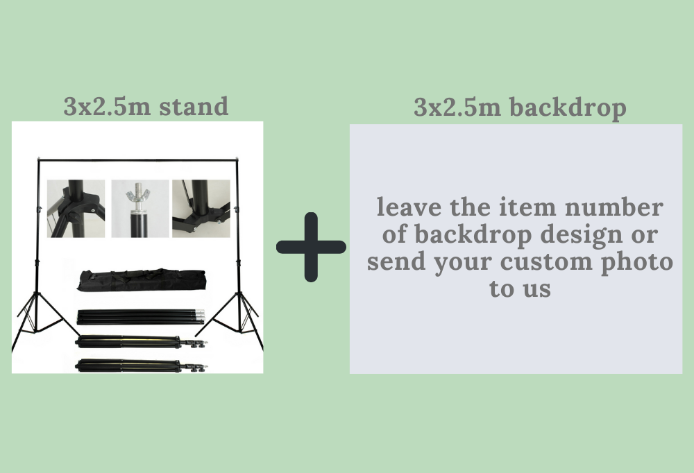 Kate Equipment 8.5x10ft Black Aluminum Backdrops Stand (3cm Thick)+ 8x8ft/10x8ft Custom Backdrops