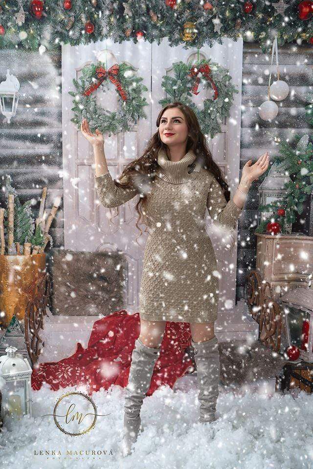 Kate Christmas Trees White Door Decorations  Backdrop for Photography
