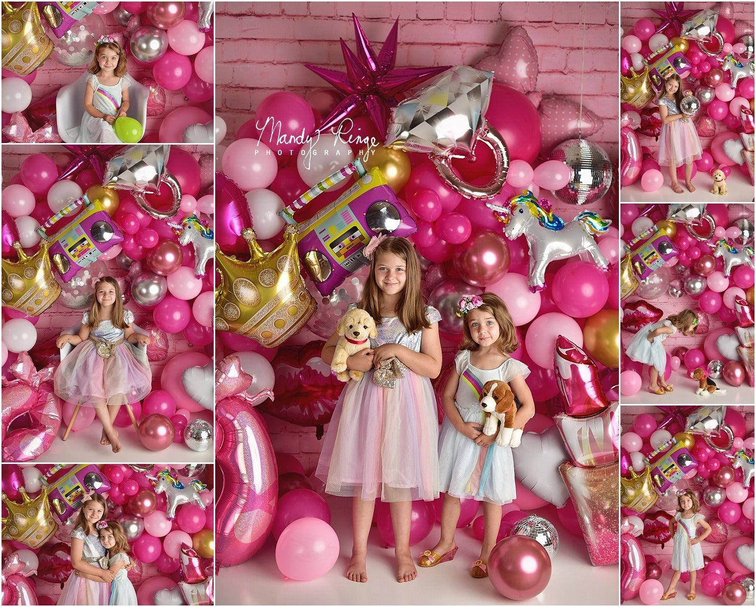 Kate Party Girly Doll Pink Cake Smash Backdrop Designed by Mandy Ringe Photography