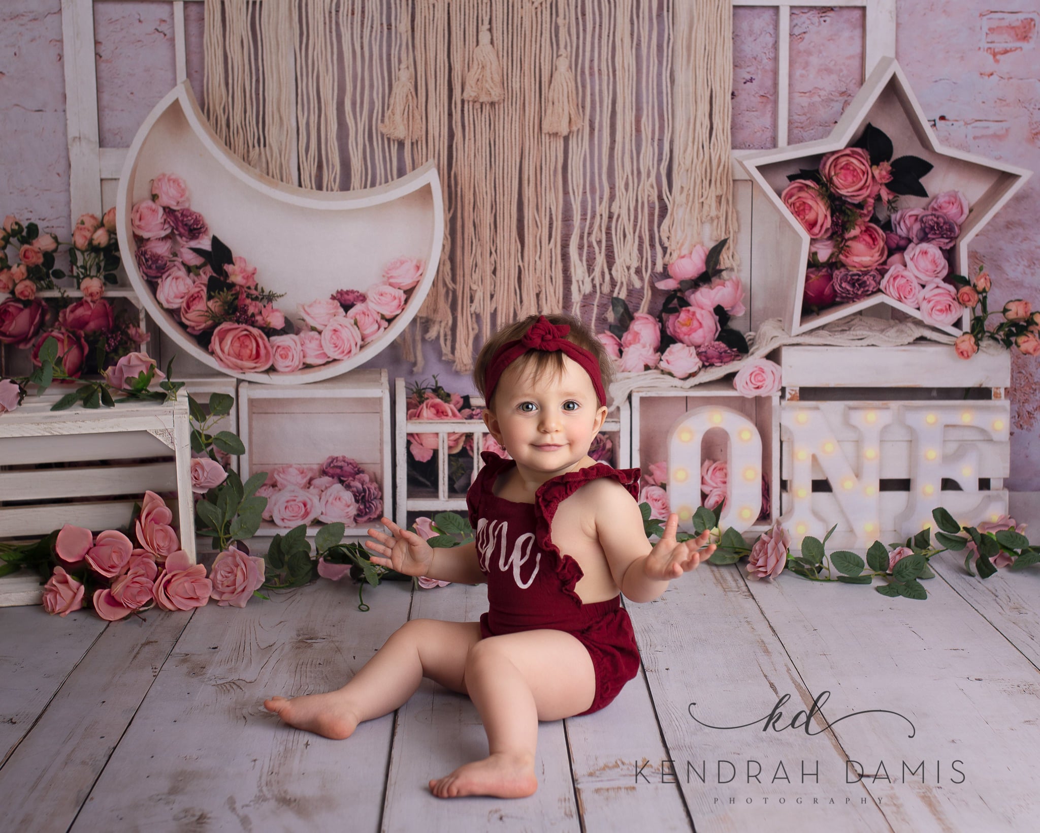 Kate Birthday Flower Boho Cake Smash Backdrop Designed by Emetselch - Kate Backdrop AU
