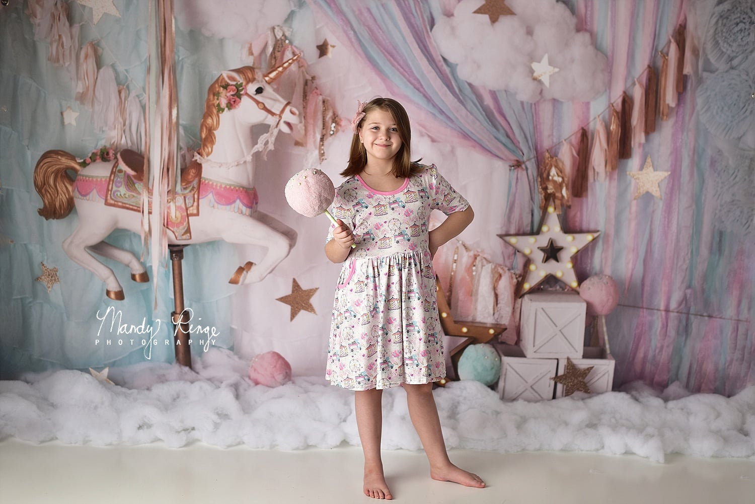 Kate Unicorn Carousel Backdrop Dreams Designed by Mandy Ringe Photography - Kate Backdrop AU