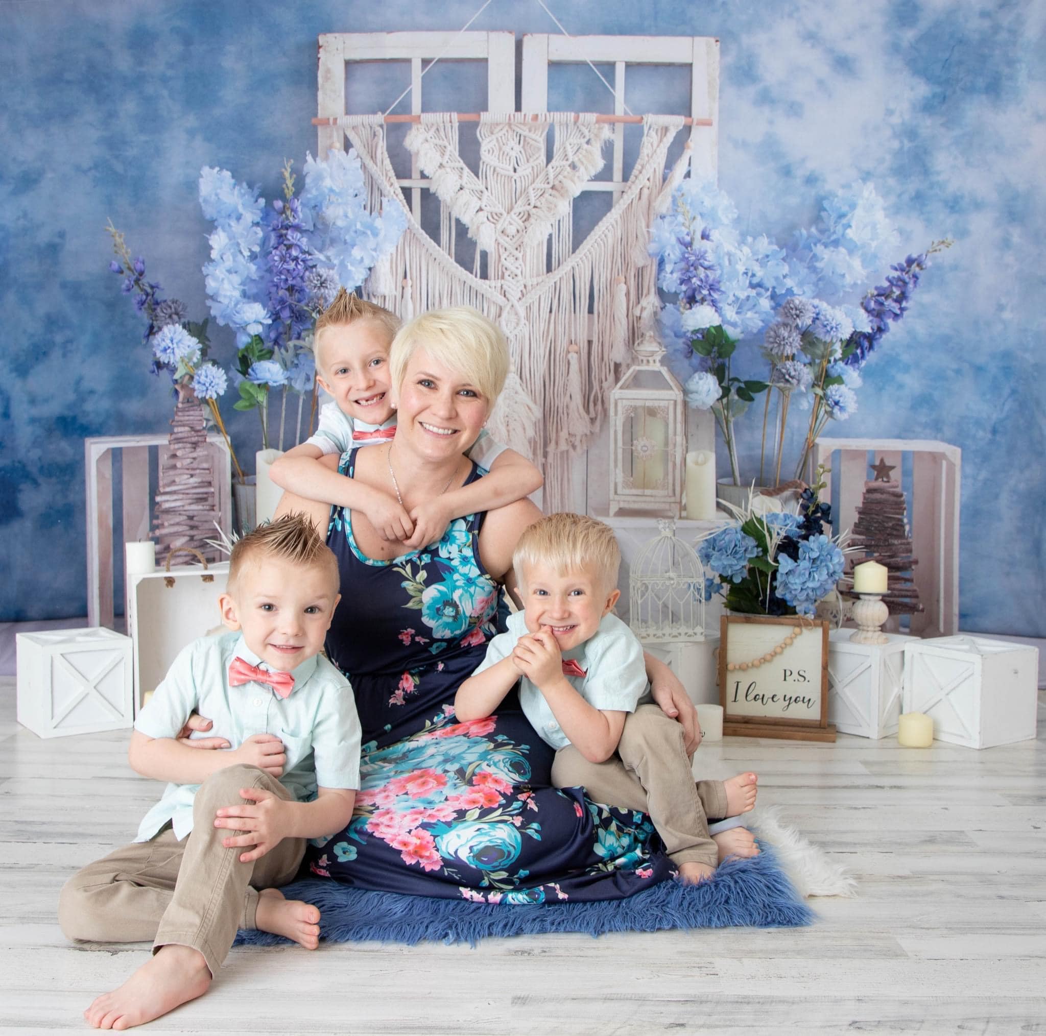 Kate Blue Floral Boho Backdrop Designed by Emetselch