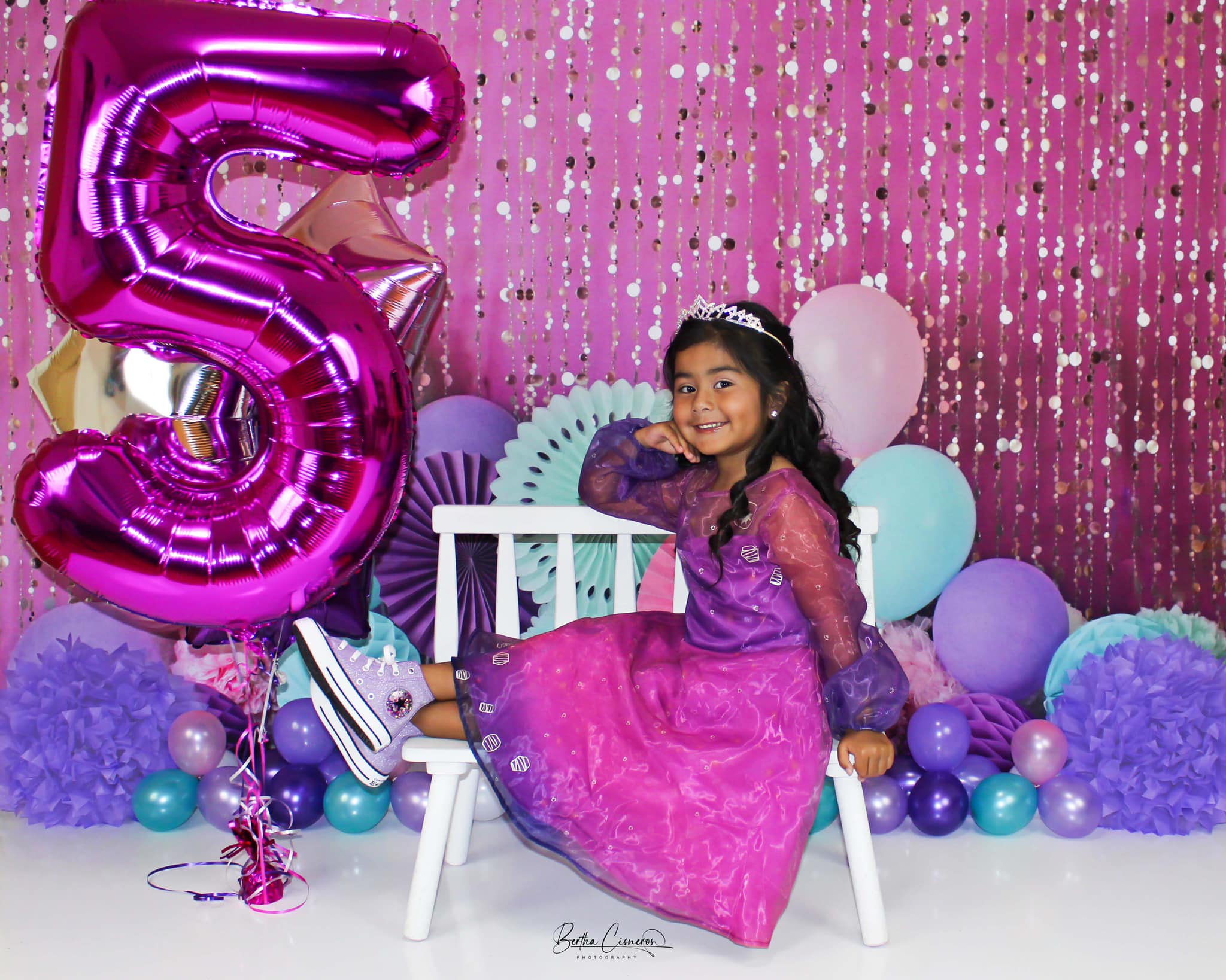 Kate Pink Purple and Teal Birthday Backdrop Designed by Mandy Ringe Photography